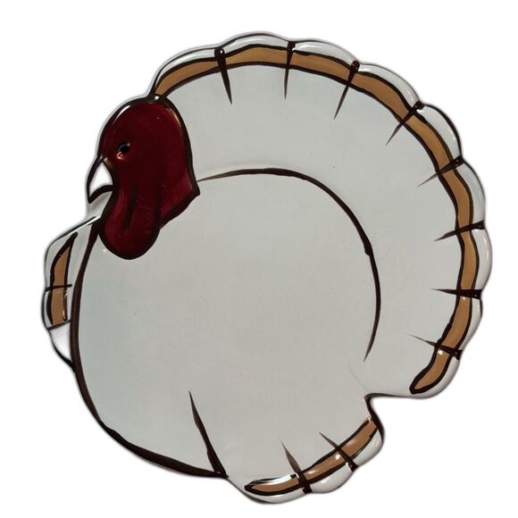 Pottery Barn Set of 2 Gobble Plates Thanksgiving 7 in Turkey Shaped Dessert Side - Picture 5 of 8